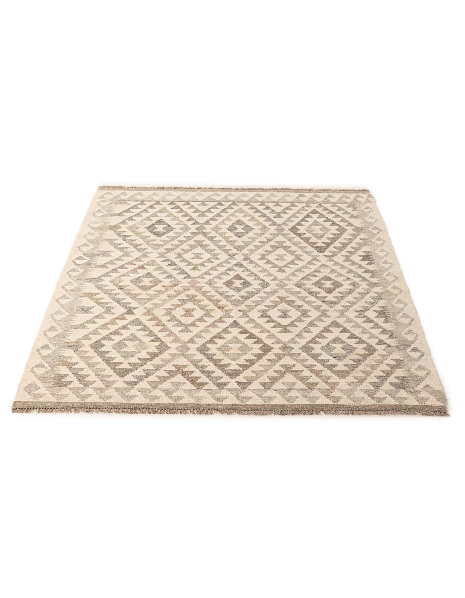 5' 3 x 6' 7 Hand Woven Kilim Maymana Wool Rug