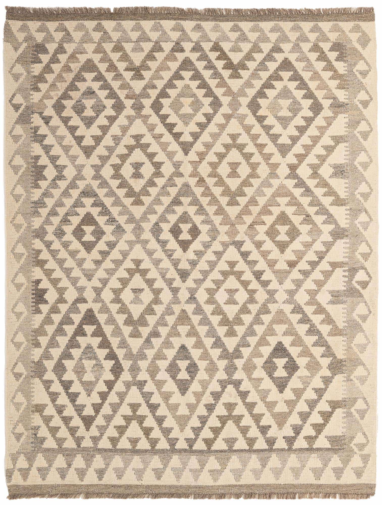 5' 3 x 6' 7 Hand Woven Kilim Maymana Wool Rug