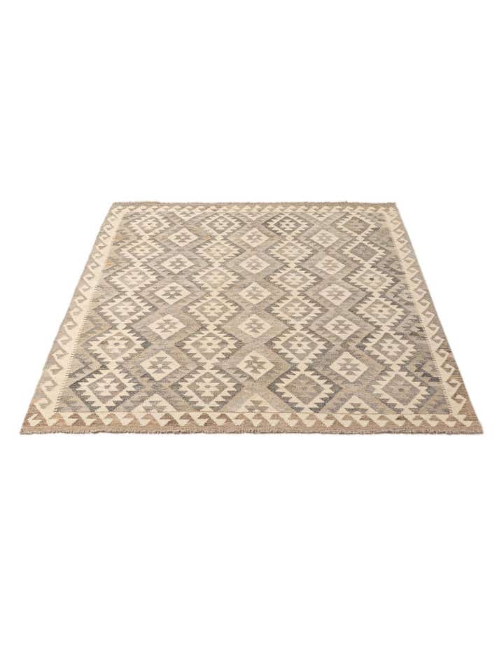 5' 3 x 6' 5 Hand Woven Kilim Maymana Wool Rug