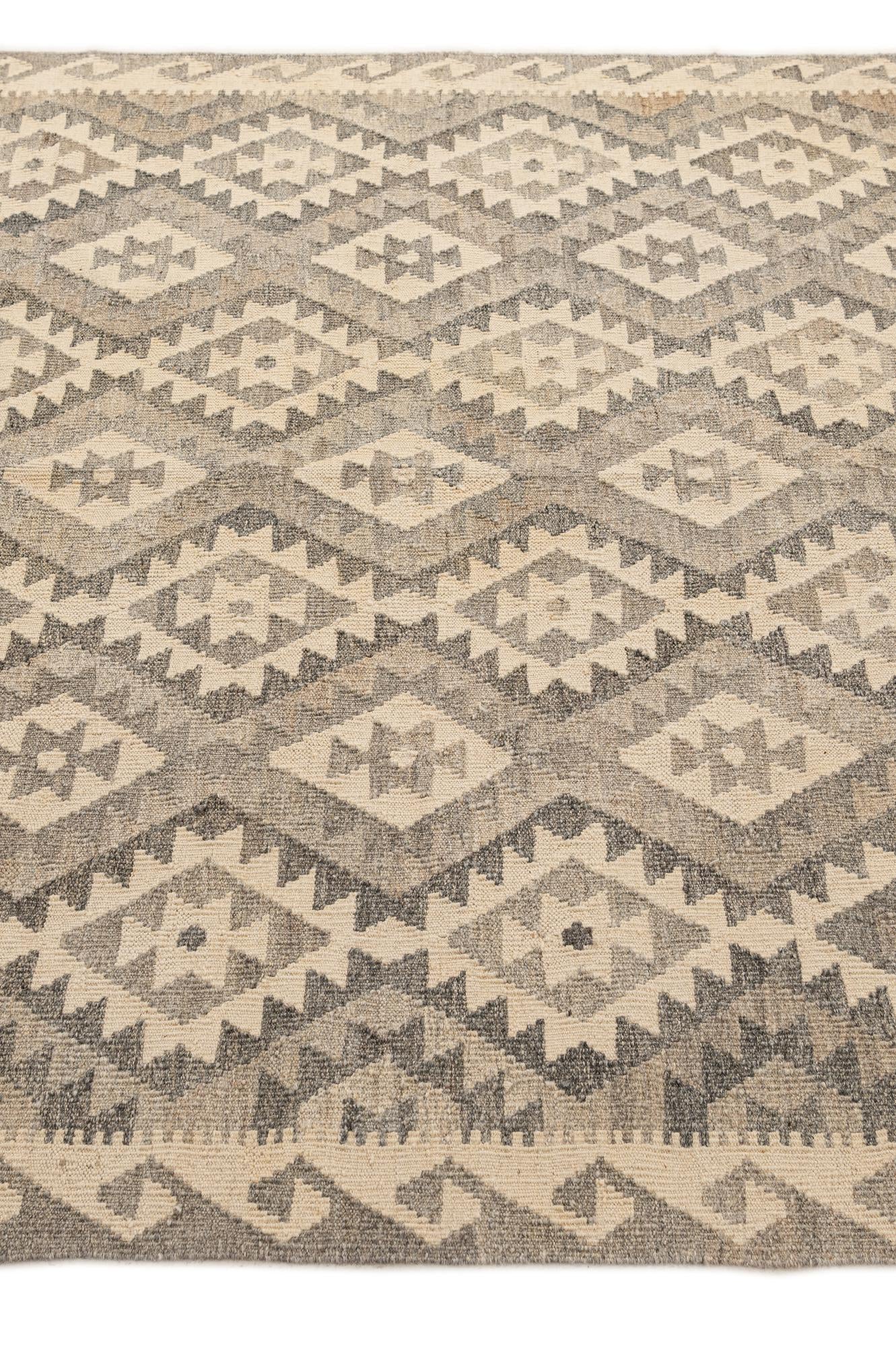 5' 3 x 6' 5 Hand Woven Kilim Maymana Wool Rug