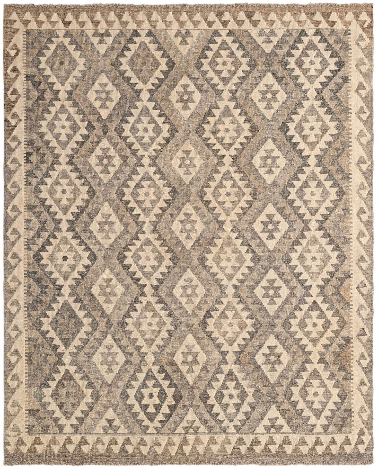 5' 3 x 6' 5 Hand Woven Kilim Maymana Wool Rug