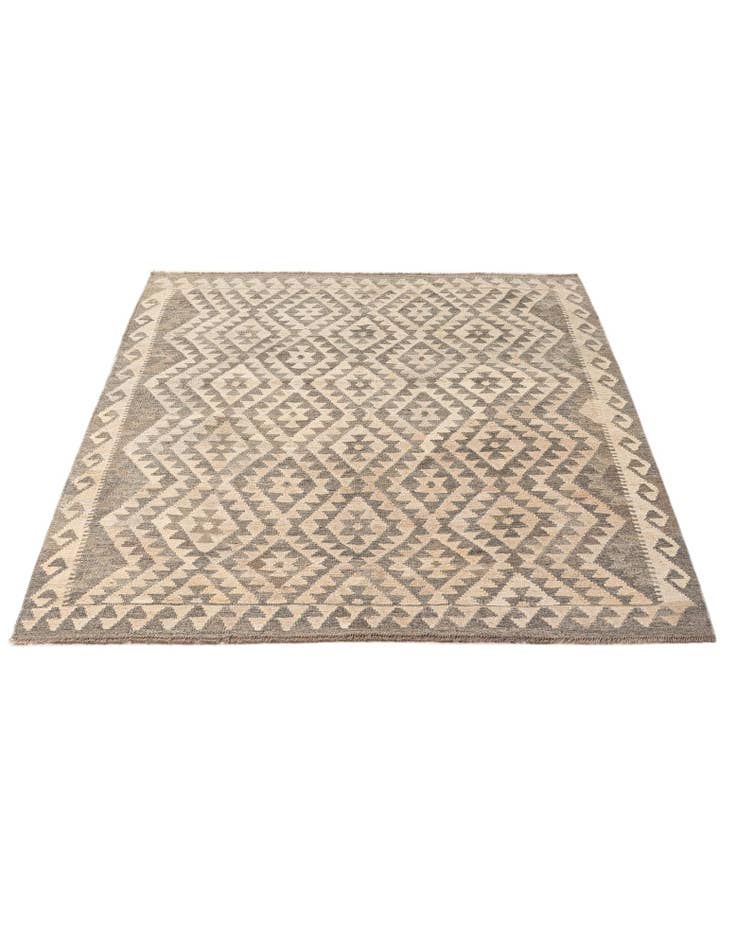 Detail image of 5' 3 x 6' 7 Hand Woven Kilim Maymana Wool Rug