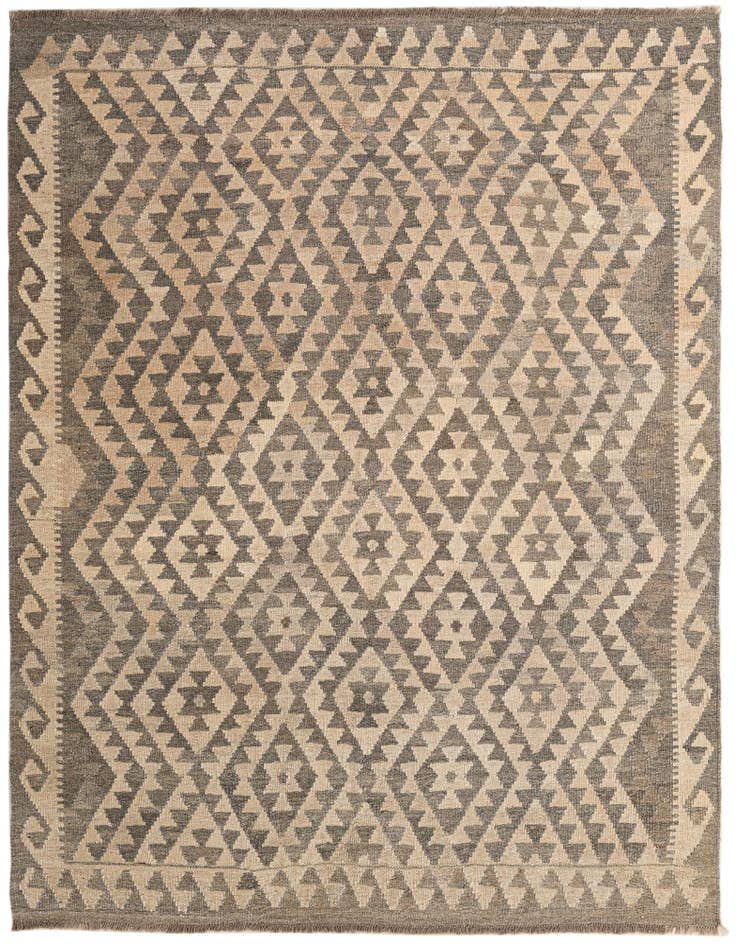 Detail image of 5' 3 x 6' 7 Hand Woven Kilim Maymana Wool Rug