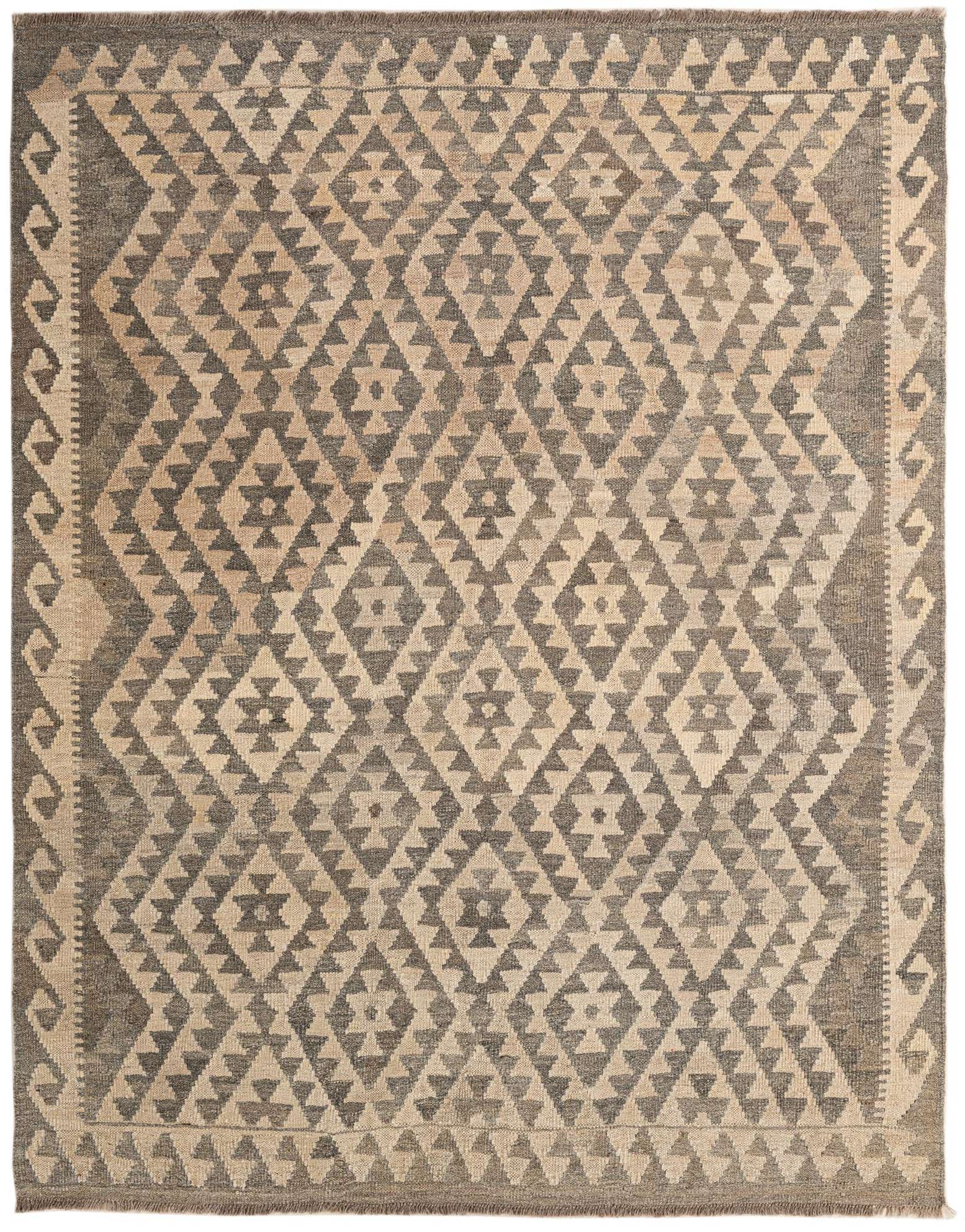 5' 3 x 6' 7 Hand Woven Kilim Maymana Wool Rug
