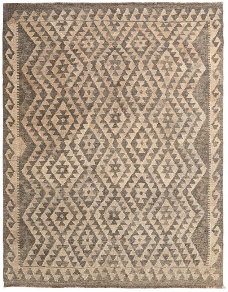 Detail image of 5' 3 x 6' 7 Hand Woven Kilim Maymana Wool Rug