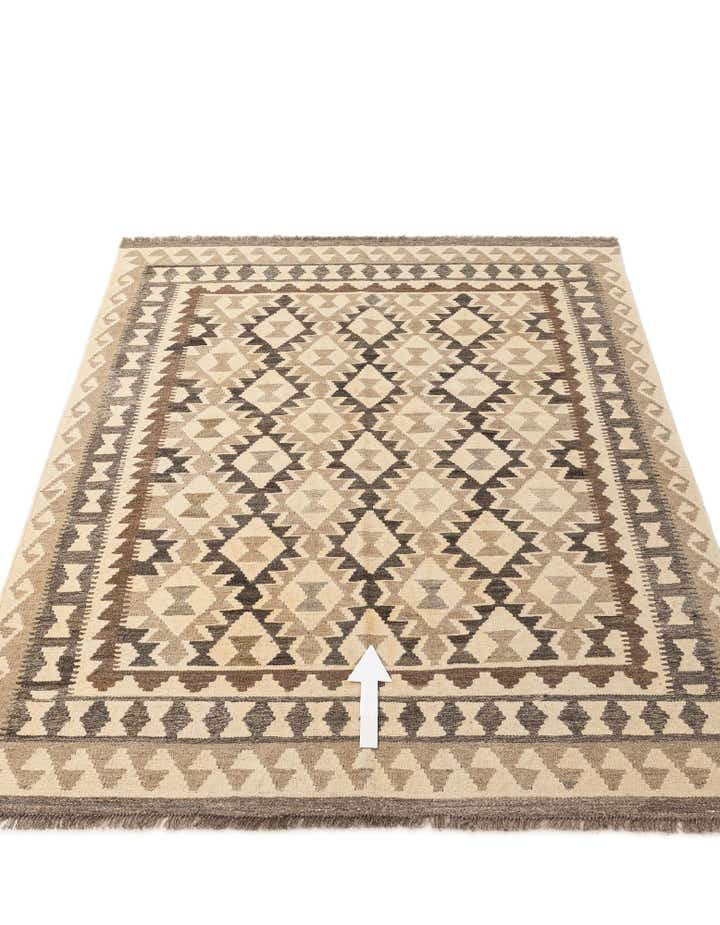 5' 2 x 6' 9 Hand Woven Kilim Maymana Wool Rug