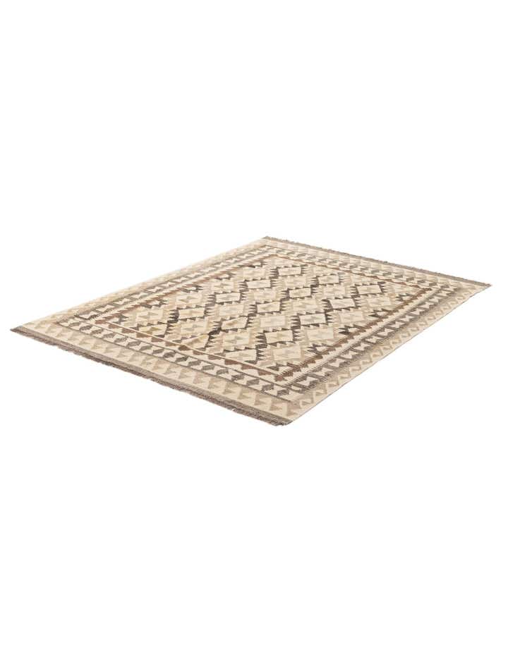 5' 2 x 6' 9 Hand Woven Kilim Maymana Wool Rug
