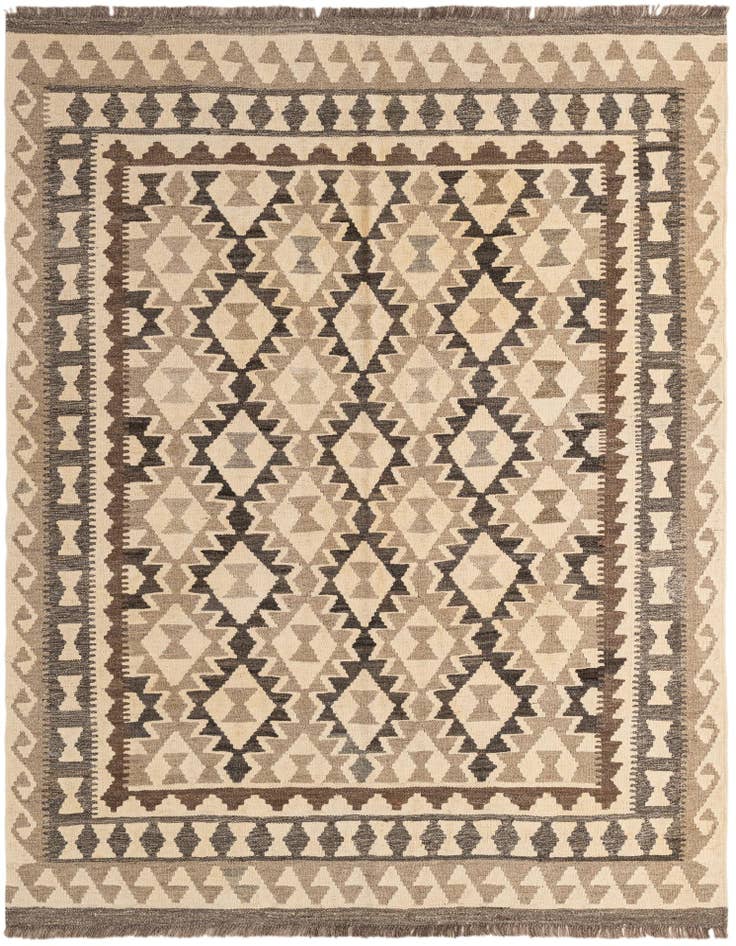 Detail image of 5' 2 x 6' 9 Hand Woven Kilim Maymana Wool Rug