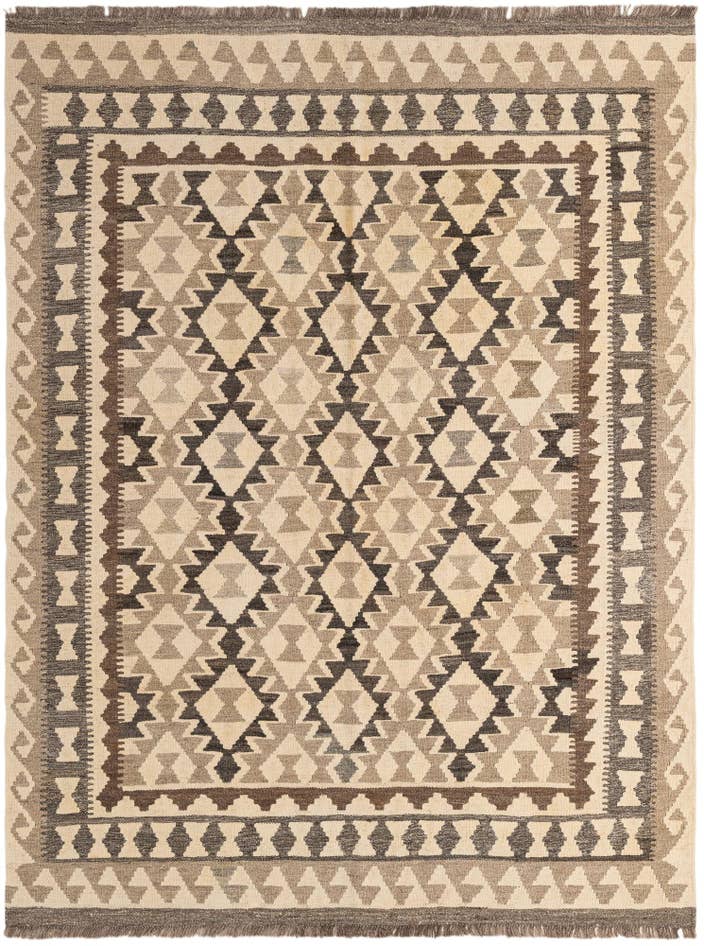 Detail image of 5' 2 x 6' 9 Hand Woven Kilim Maymana Wool Rug
