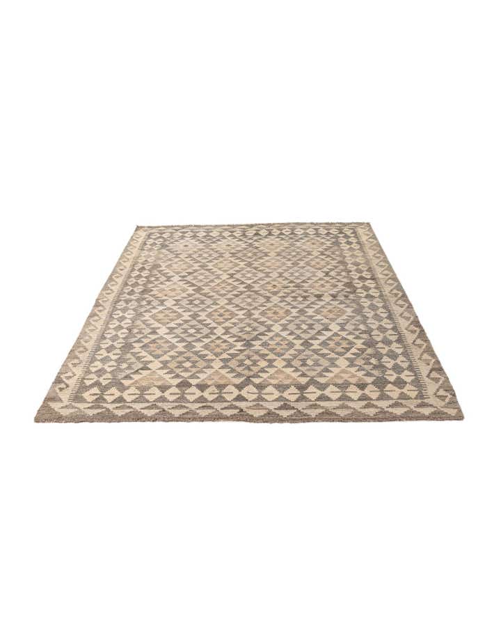 5' 2 x 6' 11 Hand Woven Kilim Maymana Wool Rug