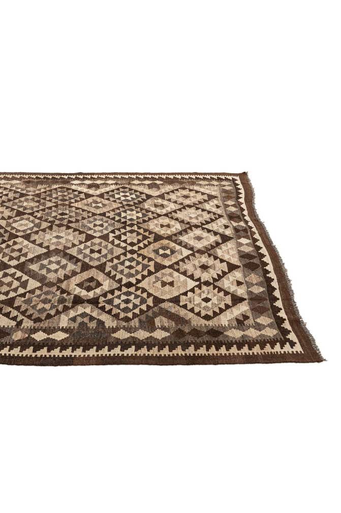 6' 7 x 8' 11 Hand Woven Kilim Maymana Wool Rug