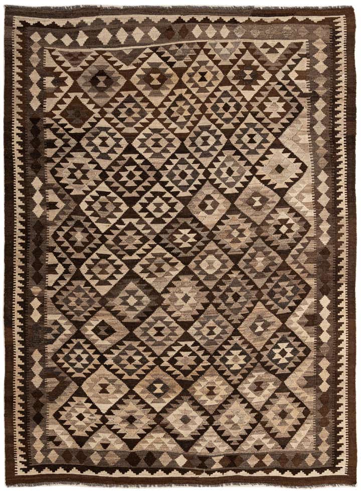 6' 7 x 8' 11 Hand Woven Kilim Maymana Wool Rug