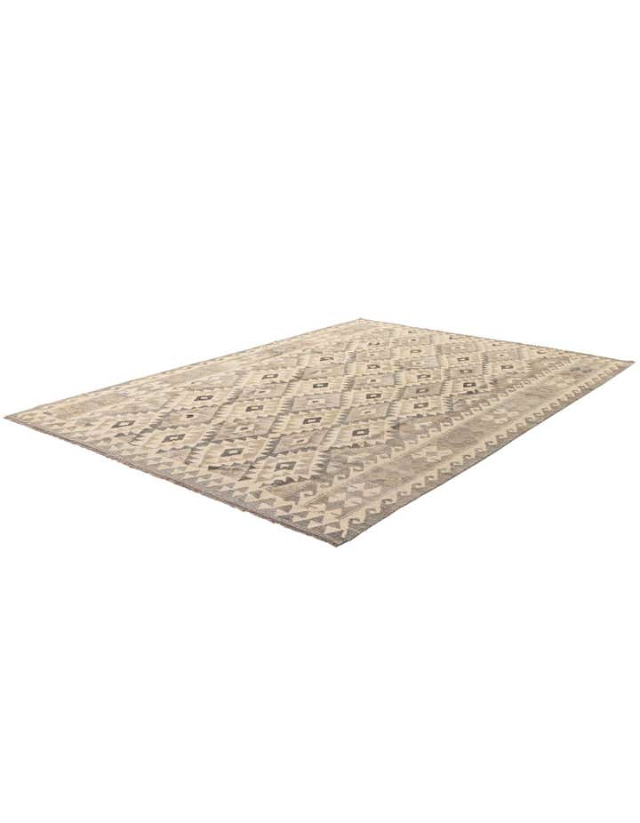 6' 8 x 9' 6 Hand Woven Kilim Maymana Wool Rug