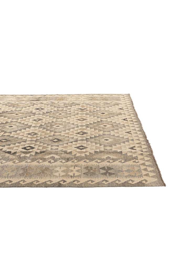6' 8 x 9' 6 Hand Woven Kilim Maymana Wool Rug