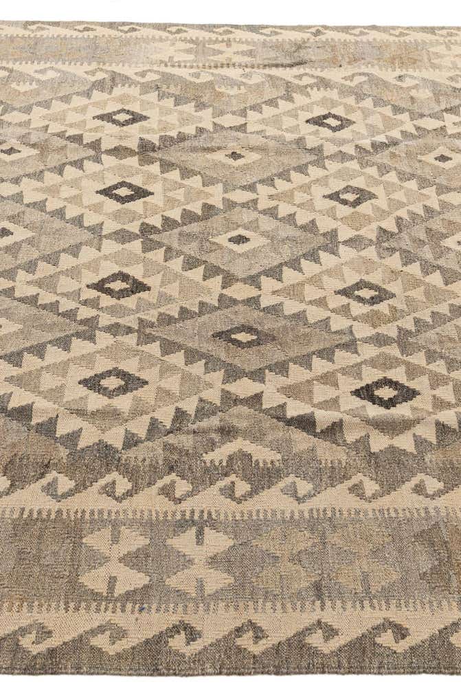 6' 8 x 9' 6 Hand Woven Kilim Maymana Wool Rug