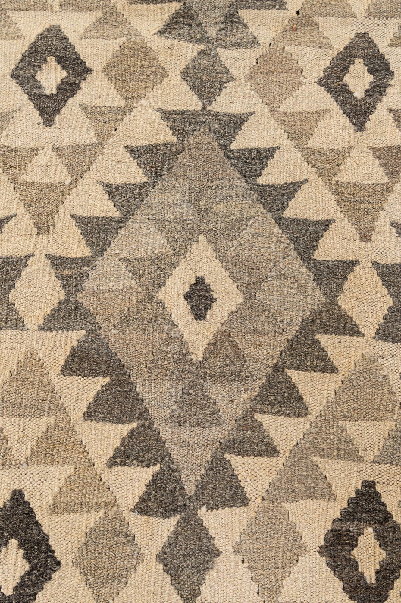 6' 8 x 9' 6 Hand Woven Kilim Maymana Wool Rug