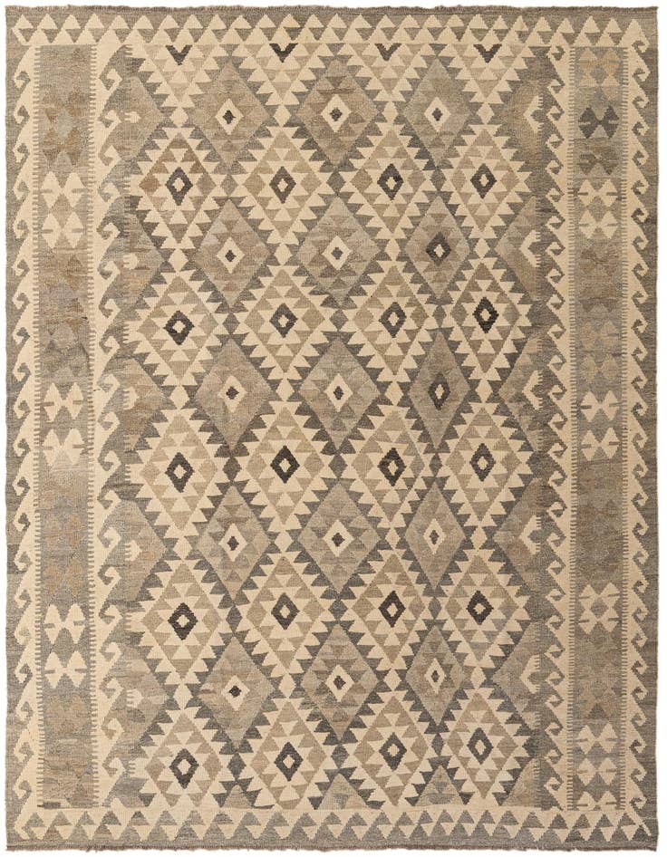 Detail image of 6' 8 x 9' 6 Hand Woven Kilim Maymana Wool Rug