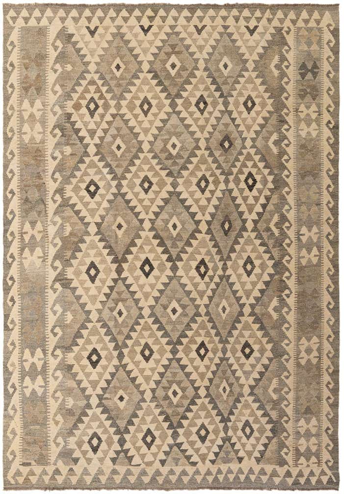 6' 8 x 9' 6 Hand Woven Kilim Maymana Wool Rug