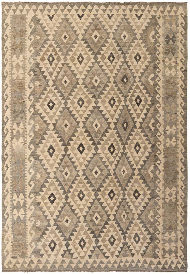 Detail image of 6' 8 x 9' 6 Hand Woven Kilim Maymana Wool Rug