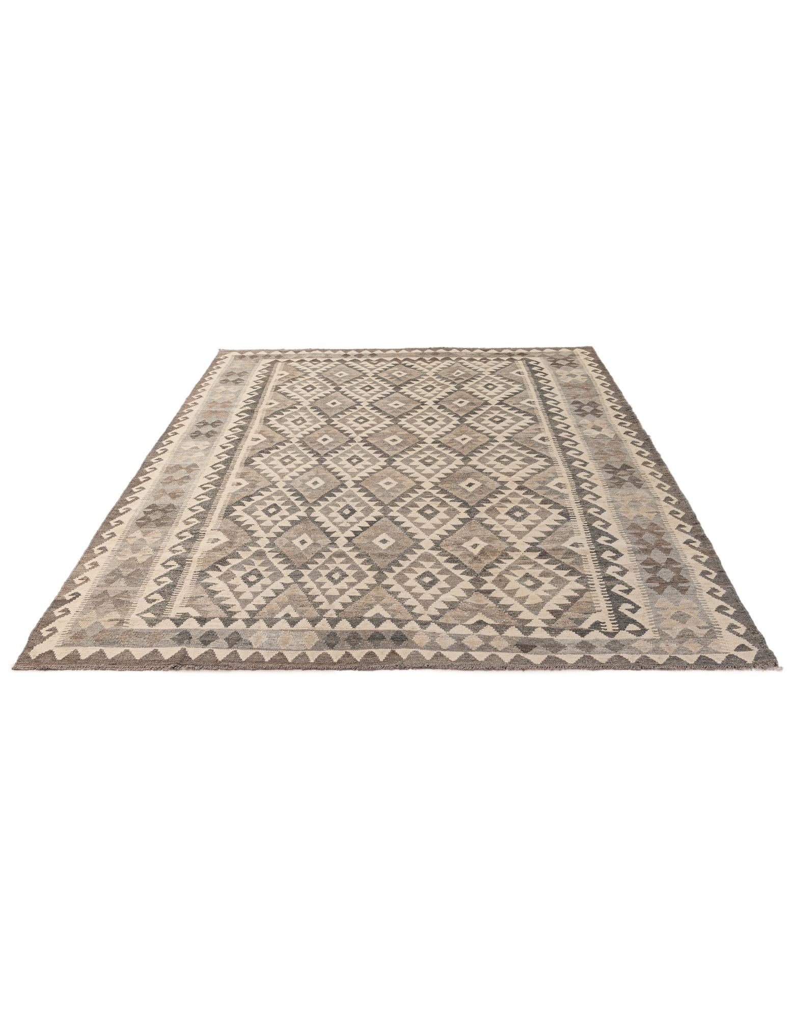 6' 7 x 9' 8 Hand Woven Kilim Maymana Wool Rug