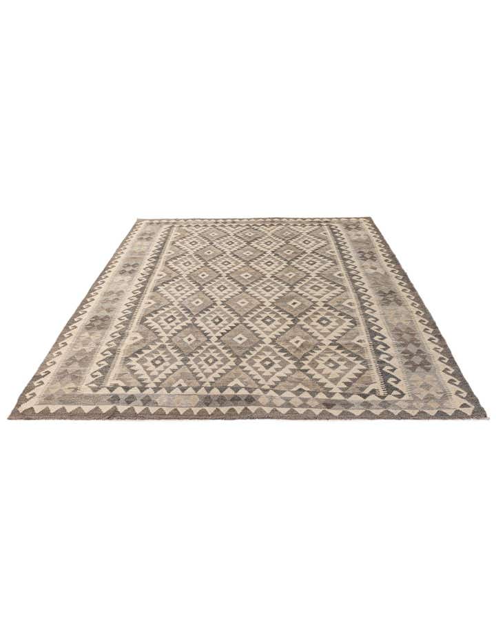 6' 7 x 9' 8 Hand Woven Kilim Maymana Wool Rug