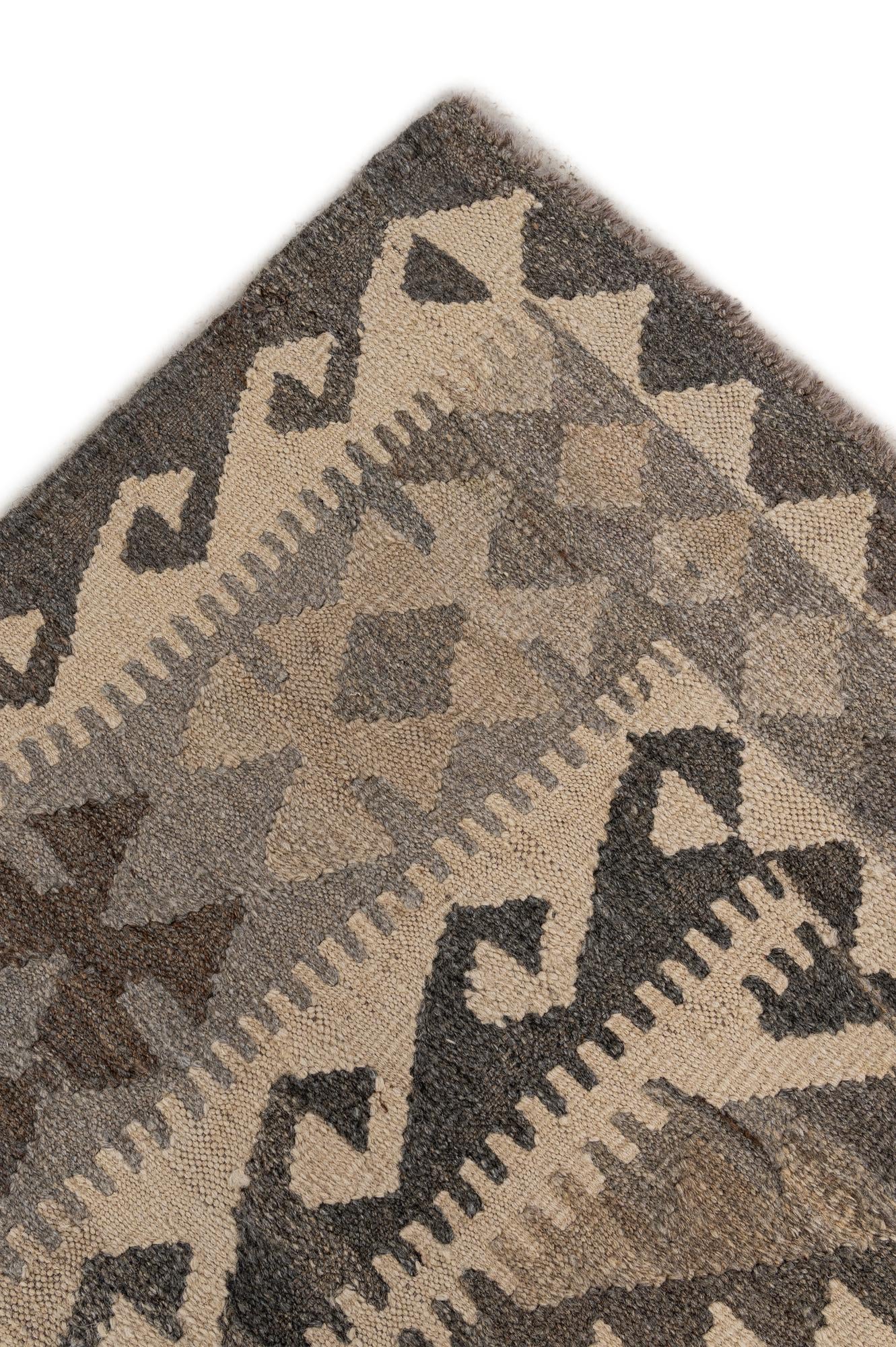 6' 7 x 9' 8 Hand Woven Kilim Maymana Wool Rug