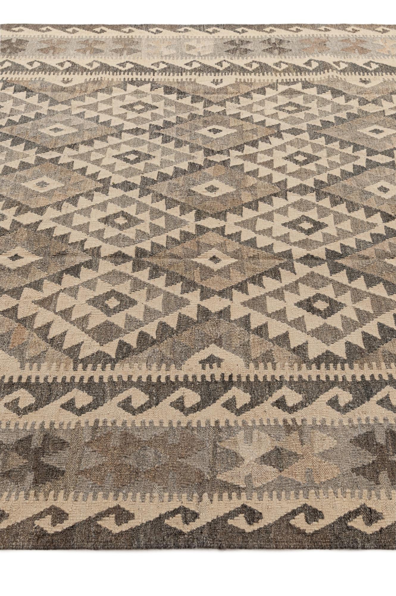 6' 7 x 9' 8 Hand Woven Kilim Maymana Wool Rug