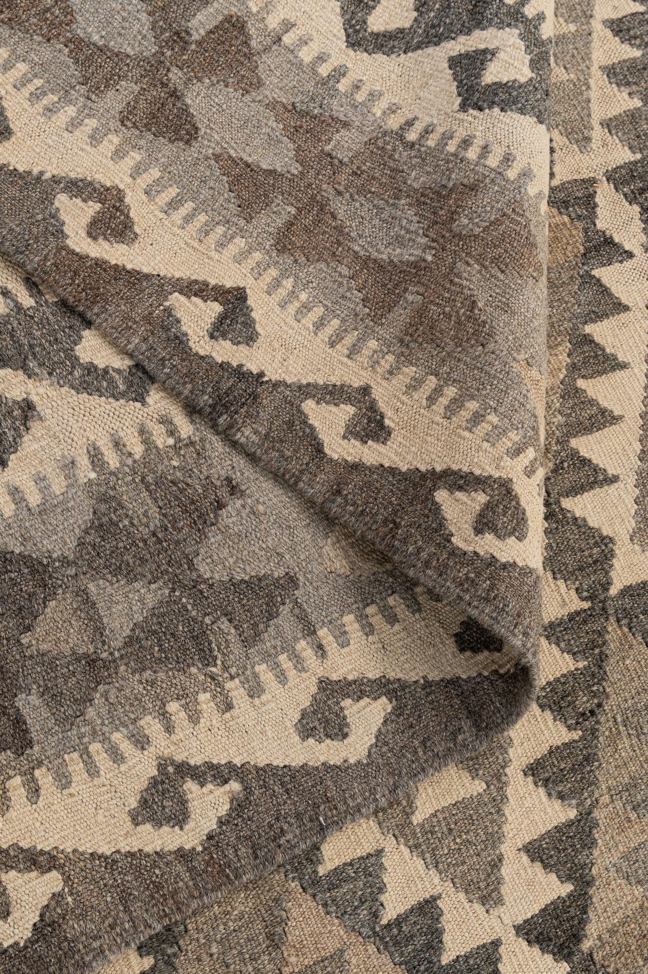 6' 7 x 9' 8 Hand Woven Kilim Maymana Wool Rug