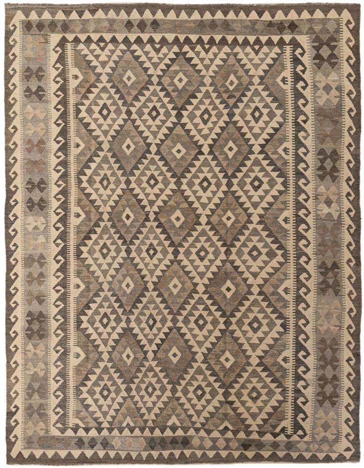 Detail image of 6' 7 x 9' 8 Hand Woven Kilim Maymana Wool Rug