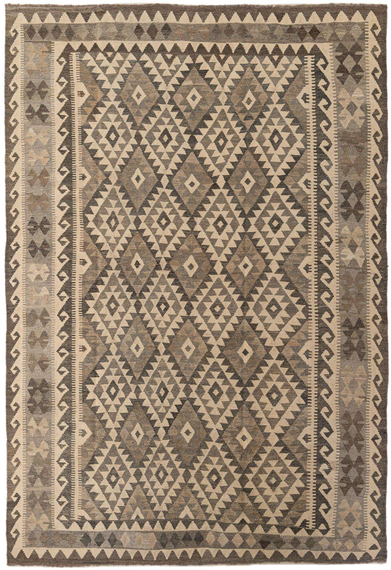 6' 7 x 9' 8 Hand Woven Kilim Maymana Wool Rug