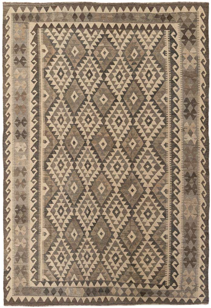 6' 7 x 9' 8 Hand Woven Kilim Maymana Wool Rug