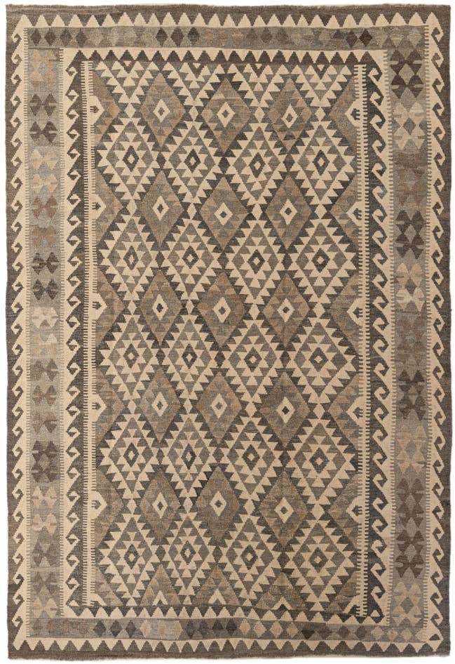 Detail image of 6' 7 x 9' 8 Hand Woven Kilim Maymana Wool Rug