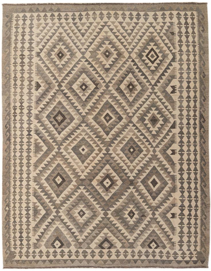 Detail image of 6' 8 x 9' 7 Hand Woven Kilim Maymana Wool Rug
