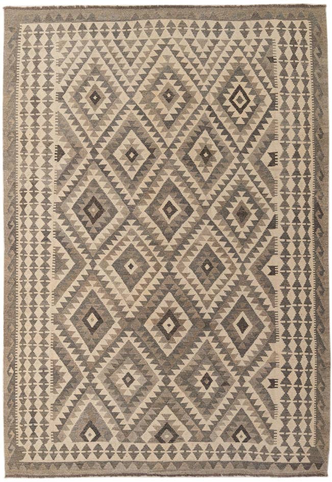 Detail image of 6' 8 x 9' 7 Hand Woven Kilim Maymana Wool Rug