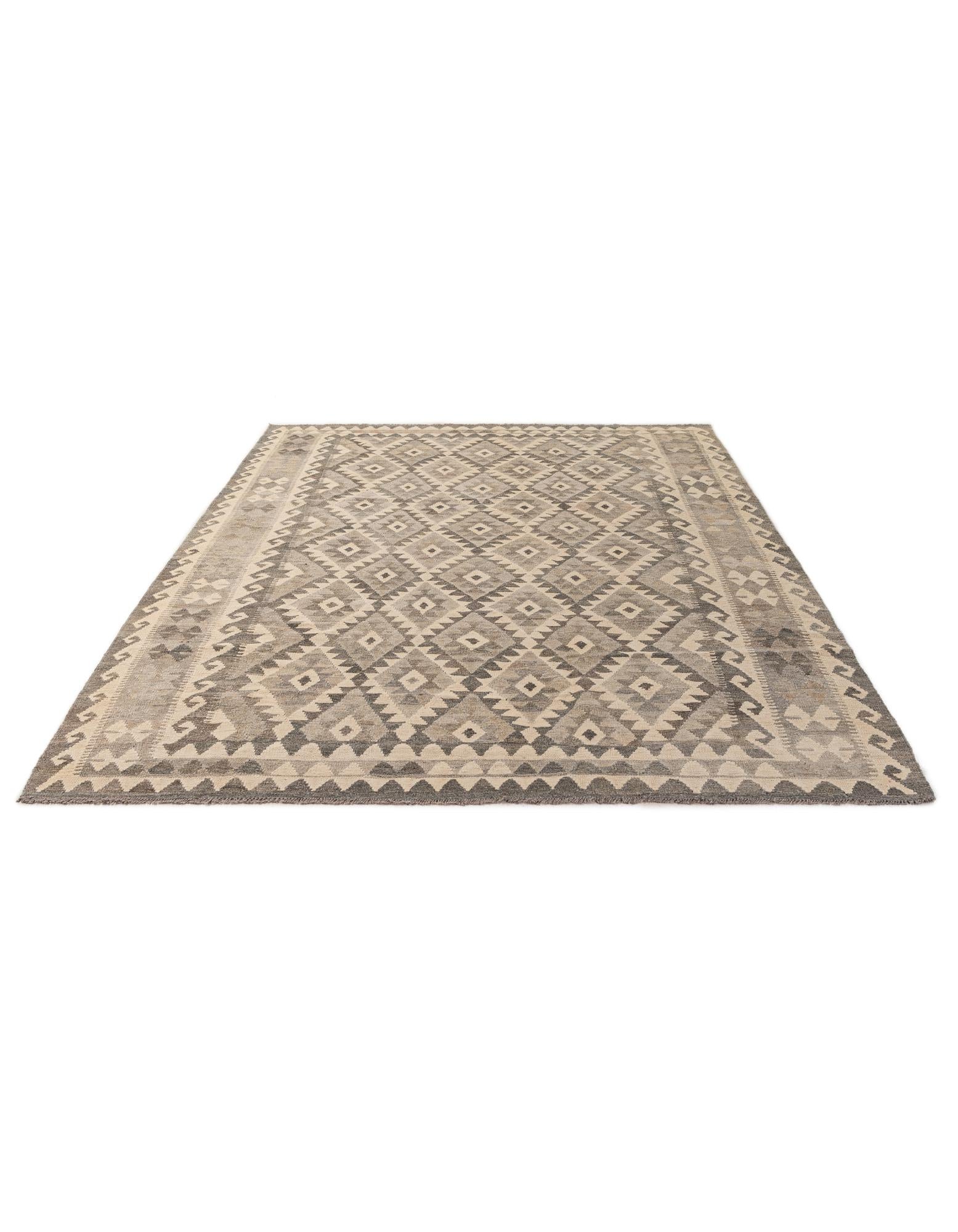 6' 8 x 9' 7 Hand Woven Kilim Maymana Wool Rug