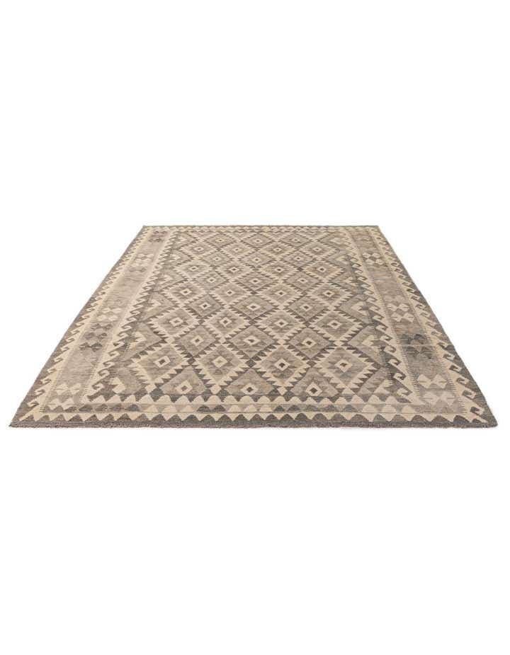 6' 8 x 9' 7 Hand Woven Kilim Maymana Wool Rug