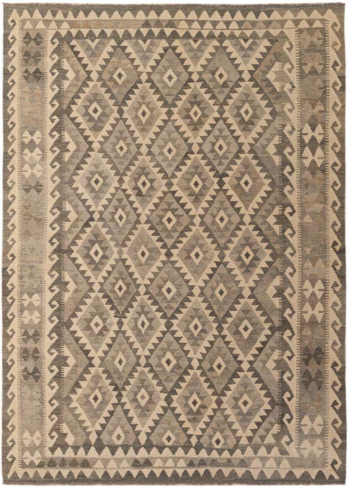 6' 8 x 9' 7 Hand Woven Kilim Maymana Wool Rug