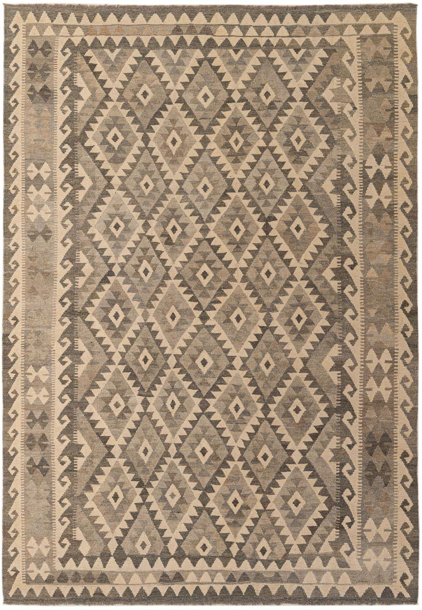 6' 8 x 9' 7 Hand Woven Kilim Maymana Wool Rug