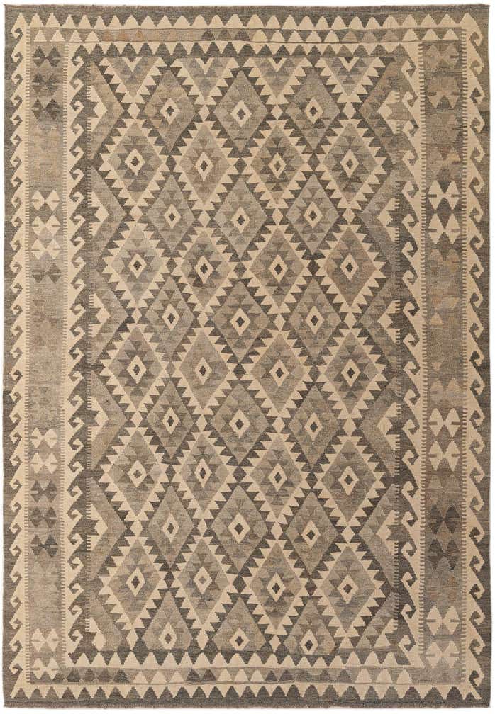 6' 8 x 9' 7 Hand Woven Kilim Maymana Wool Rug