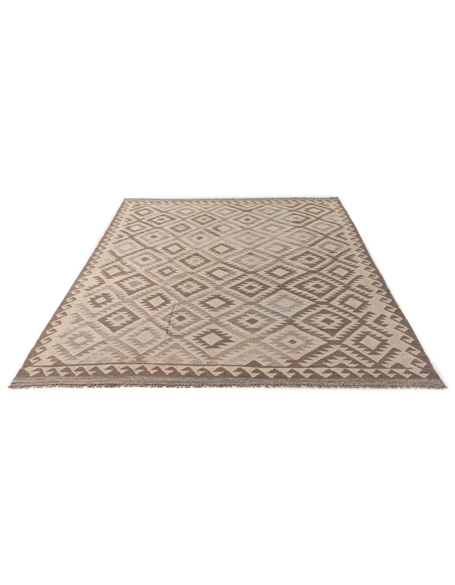 6' 5 x 9' 9 Hand Woven Kilim Maymana Wool Rug