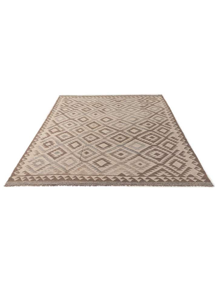 6' 5 x 9' 9 Hand Woven Kilim Maymana Wool Rug