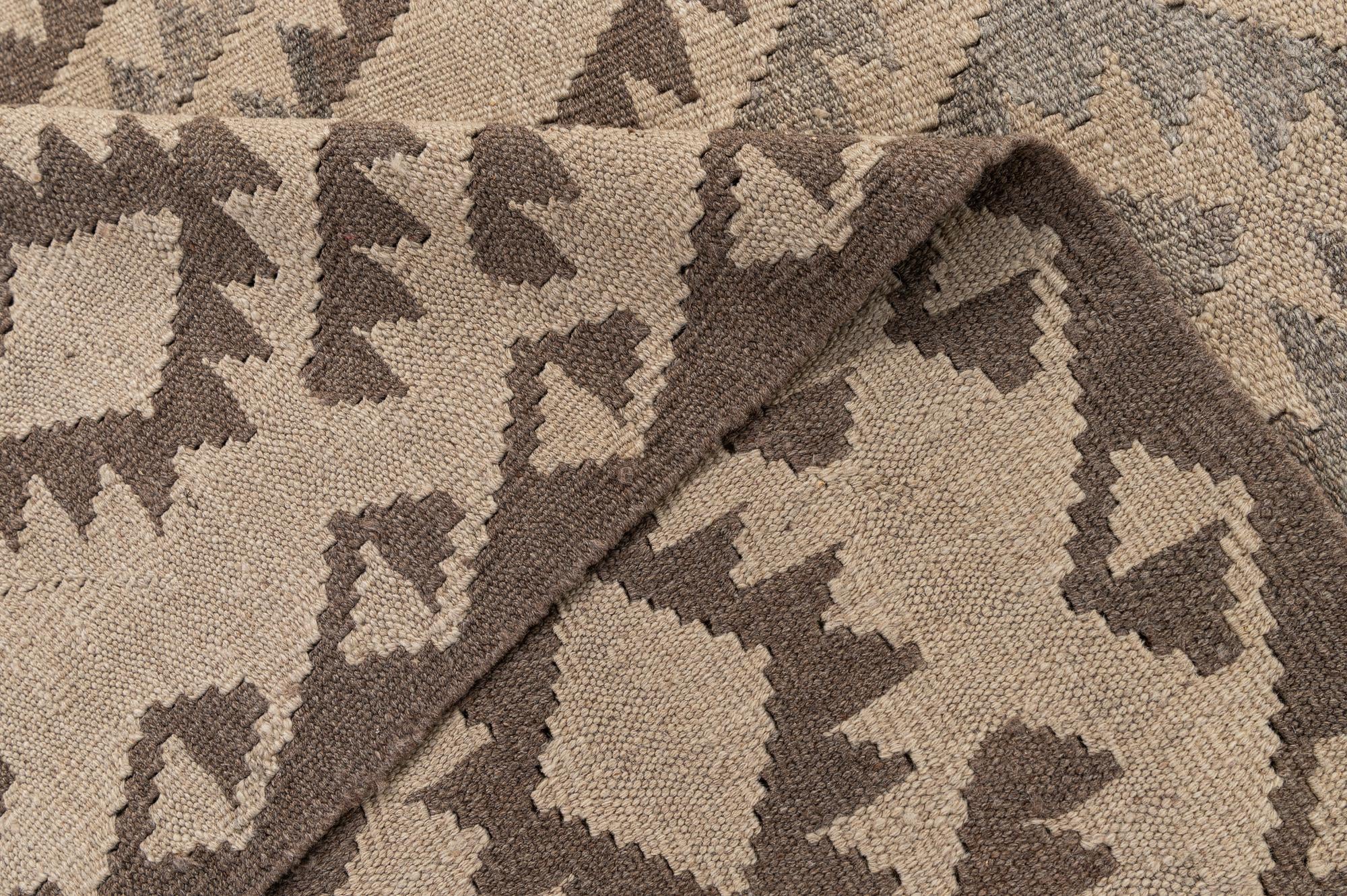 6' 5 x 9' 9 Hand Woven Kilim Maymana Wool Rug