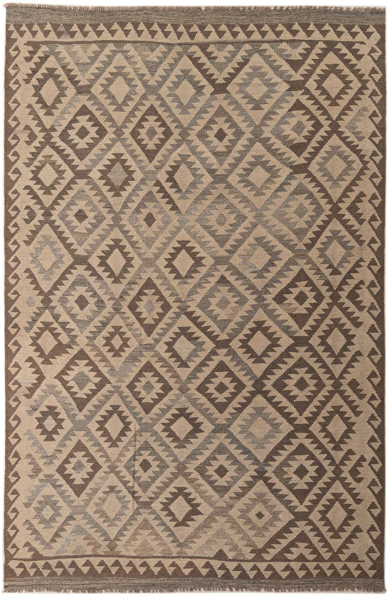 6' 5 x 9' 9 Hand Woven Kilim Maymana Wool Rug