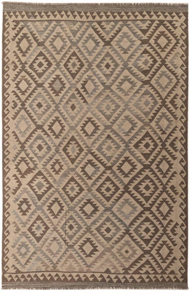 Detail image of 6' 5 x 9' 9 Hand Woven Kilim Maymana Wool Rug