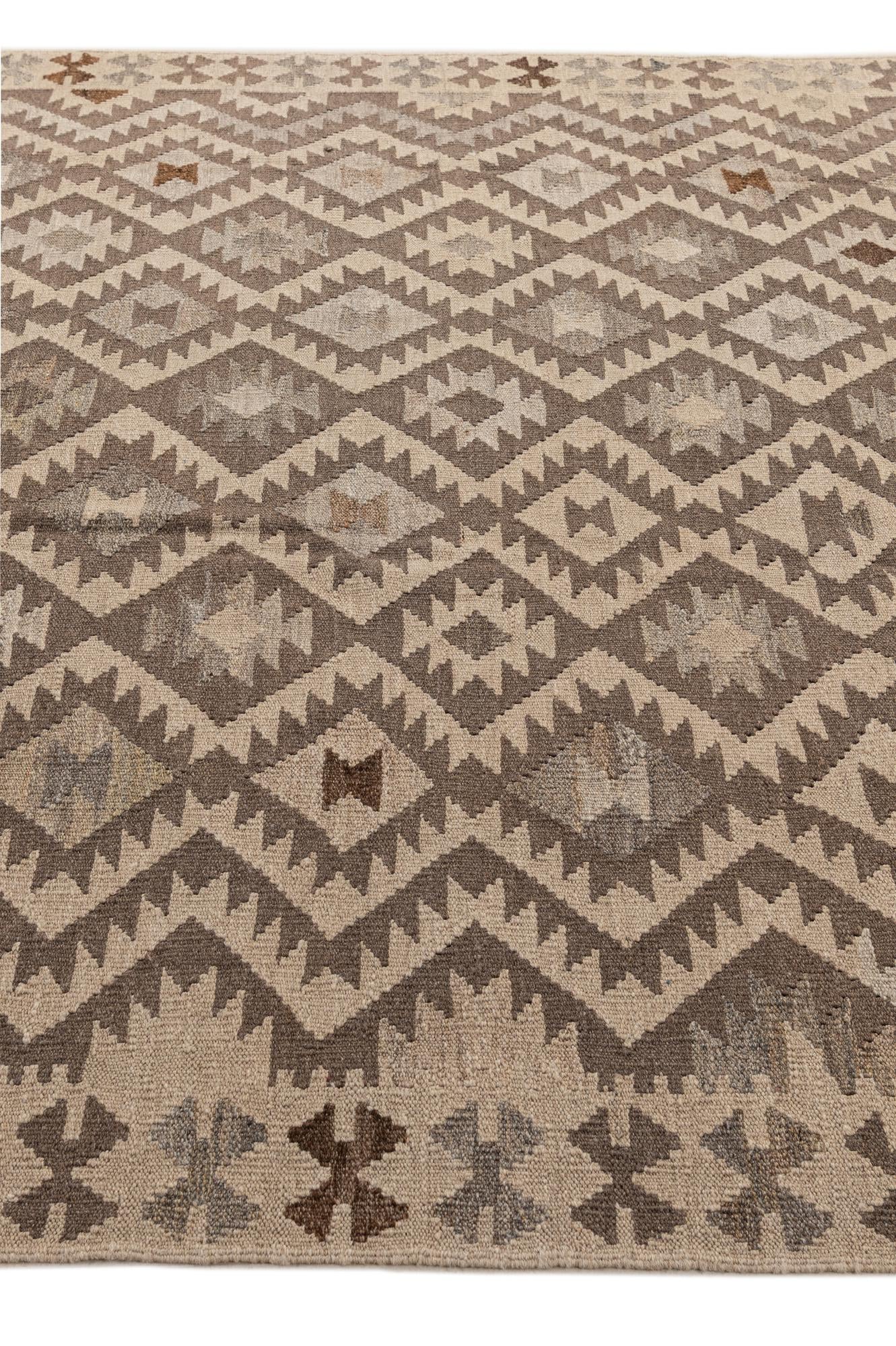 6' 8 x 9' 10 Hand Knotted Kilim Maymana Wool Rug