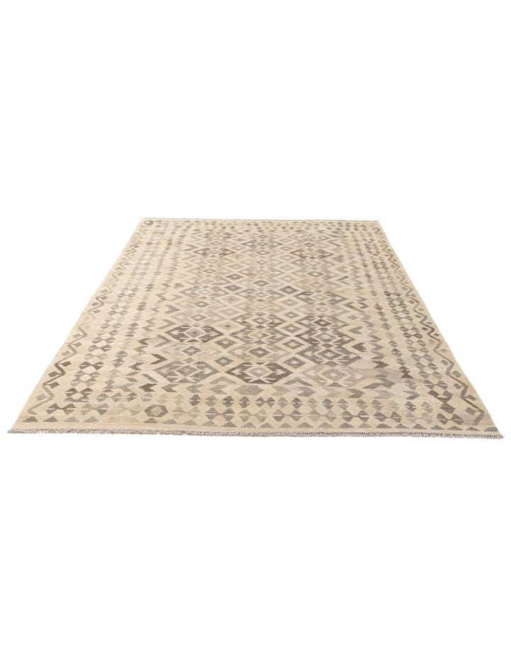 6' 9 x 9' 10 Hand Woven Kilim Maymana Wool Rug