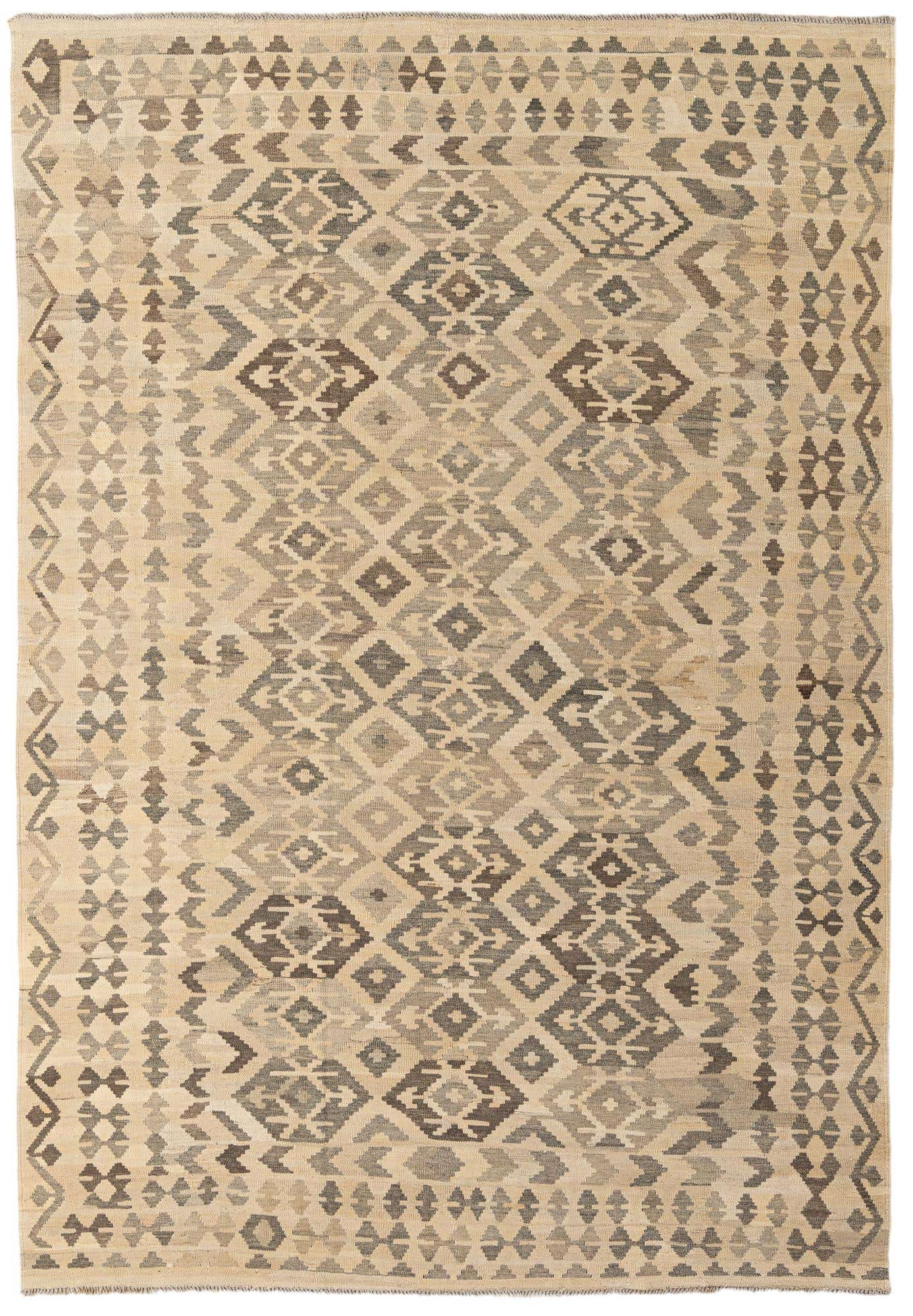 6' 9 x 9' 10 Hand Woven Kilim Maymana Wool Rug