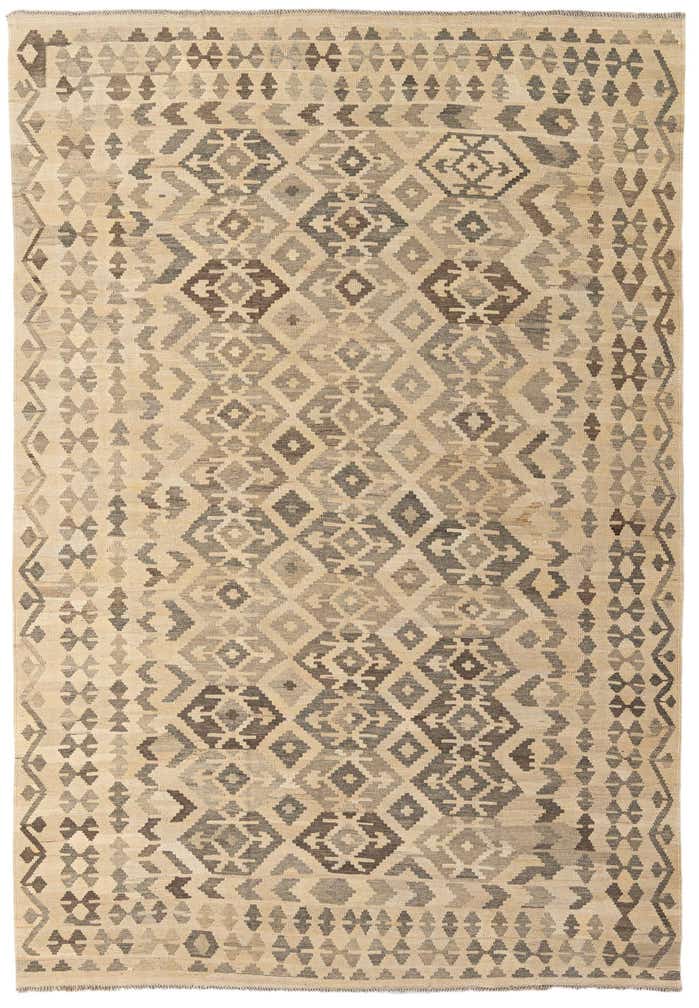 6' 9 x 9' 10 Hand Woven Kilim Maymana Wool Rug