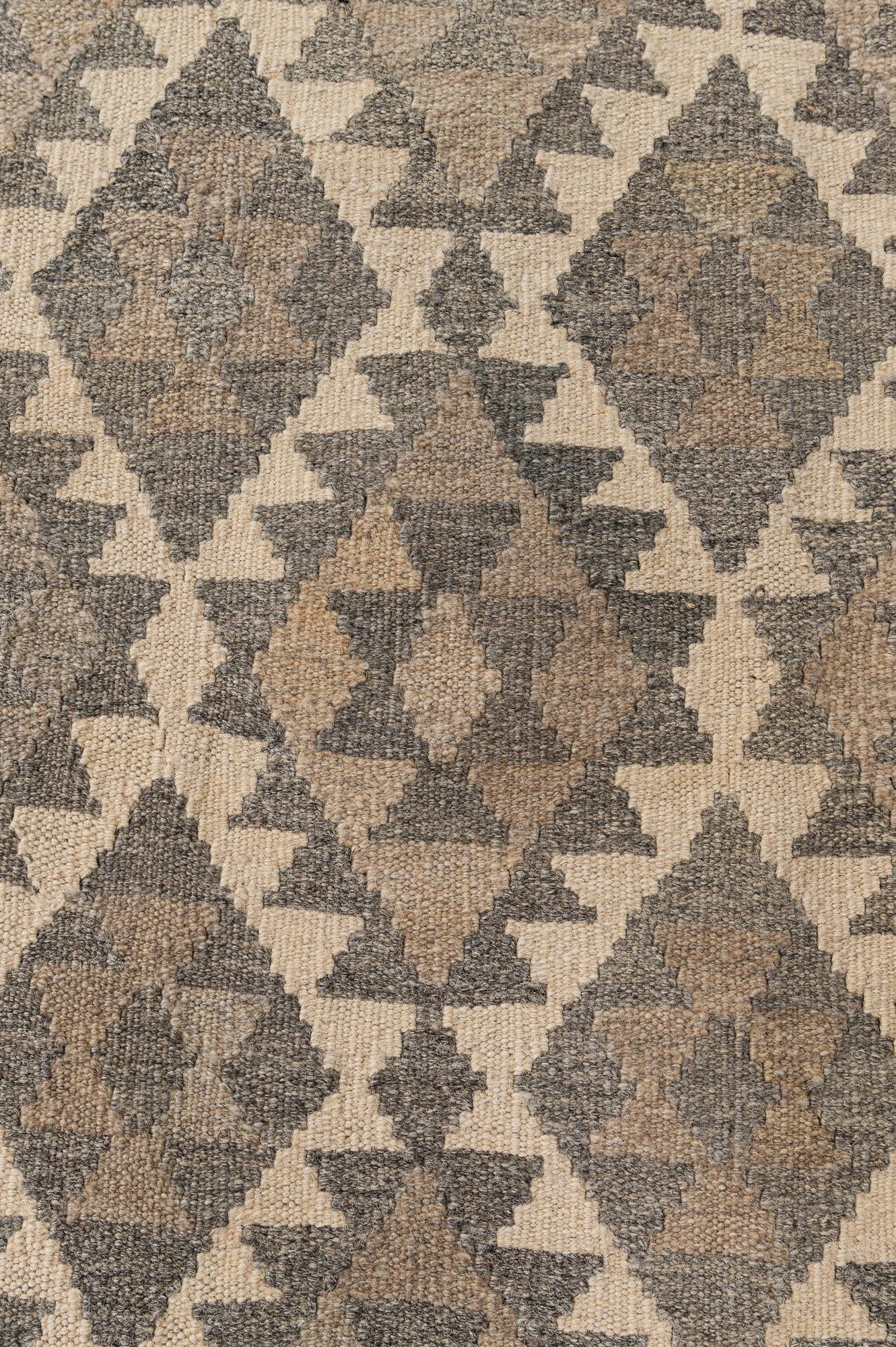 6' 8 x 9' 10 Hand Woven Kilim Maymana Wool Rug
