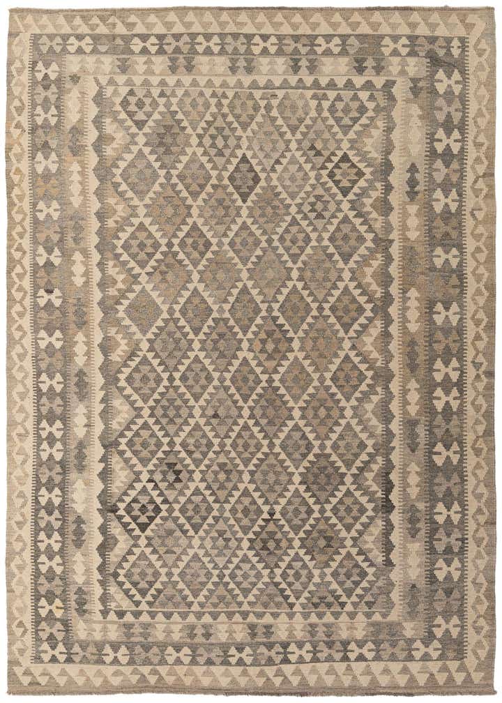 6' 8 x 9' 10 Hand Woven Kilim Maymana Wool Rug